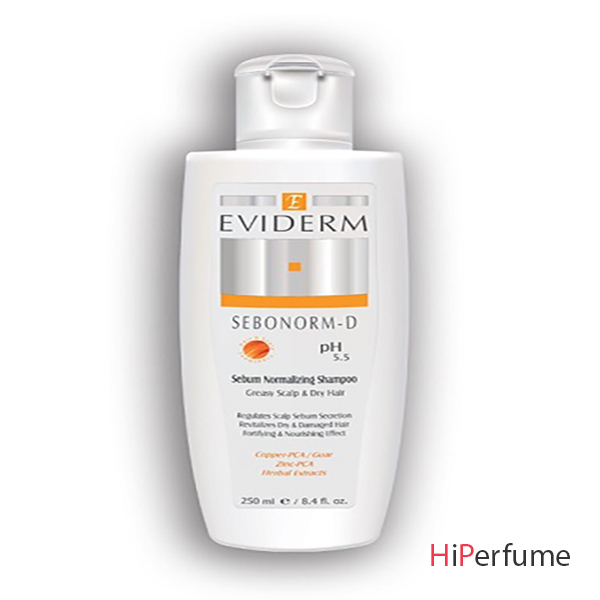 شامپو متعادل کننده چربی سبونورم-دی اویدرم مناسب مو خشک و کف سر چرب|Eviderm Sebonorm-D